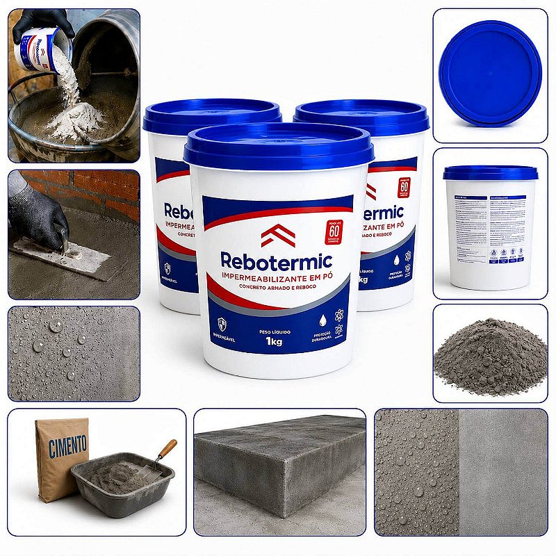 Kit 3 Rebotermic Impermeabilizante em Pó 1kg
