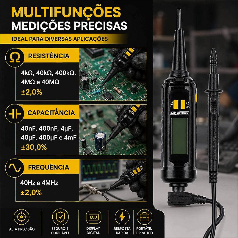 Multímetro Digital Tipo Chave de Fenda