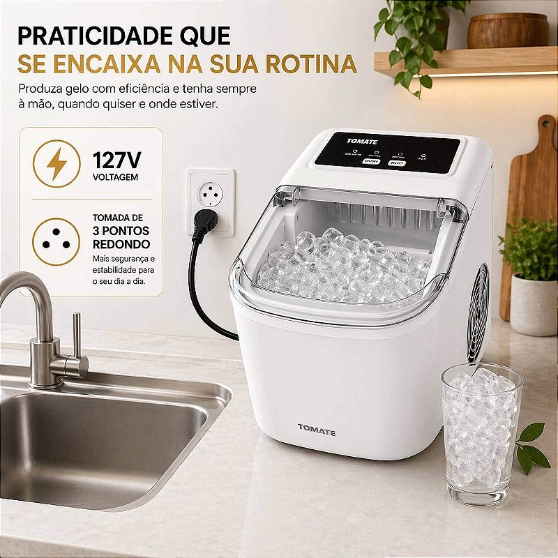 Máquina De Gelo Portátil 12Kg 127V [Branco]