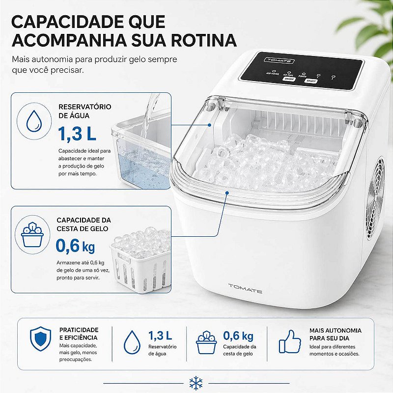 Máquina De Gelo Portátil 12Kg 127V [Branco]
