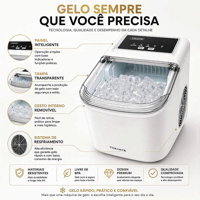 Máquina De Gelo Portátil 12Kg 127V [Branco]