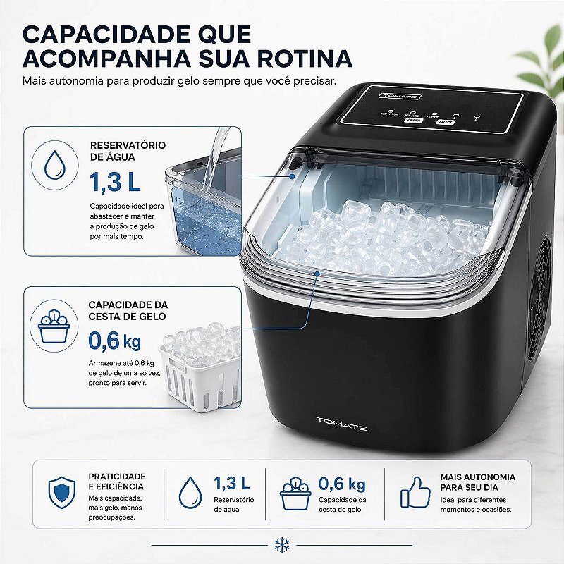 Máquina de Gelo Portátil 12Kg 127V [Preto]