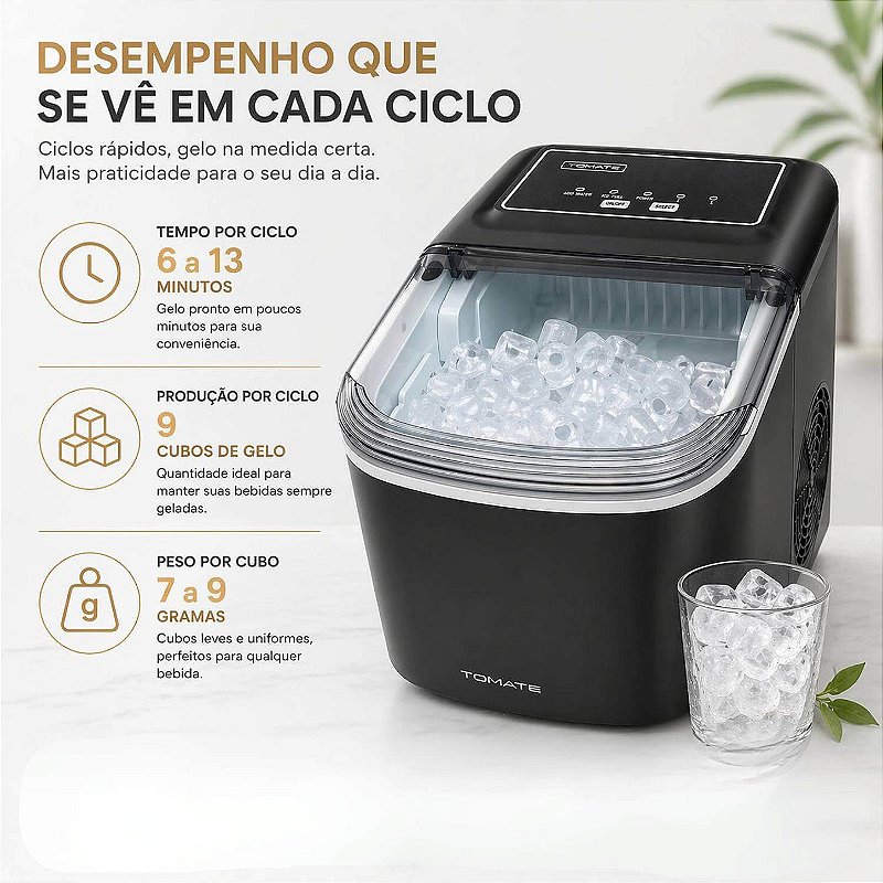 Máquina de Gelo Portátil 12Kg 127V [Preto]