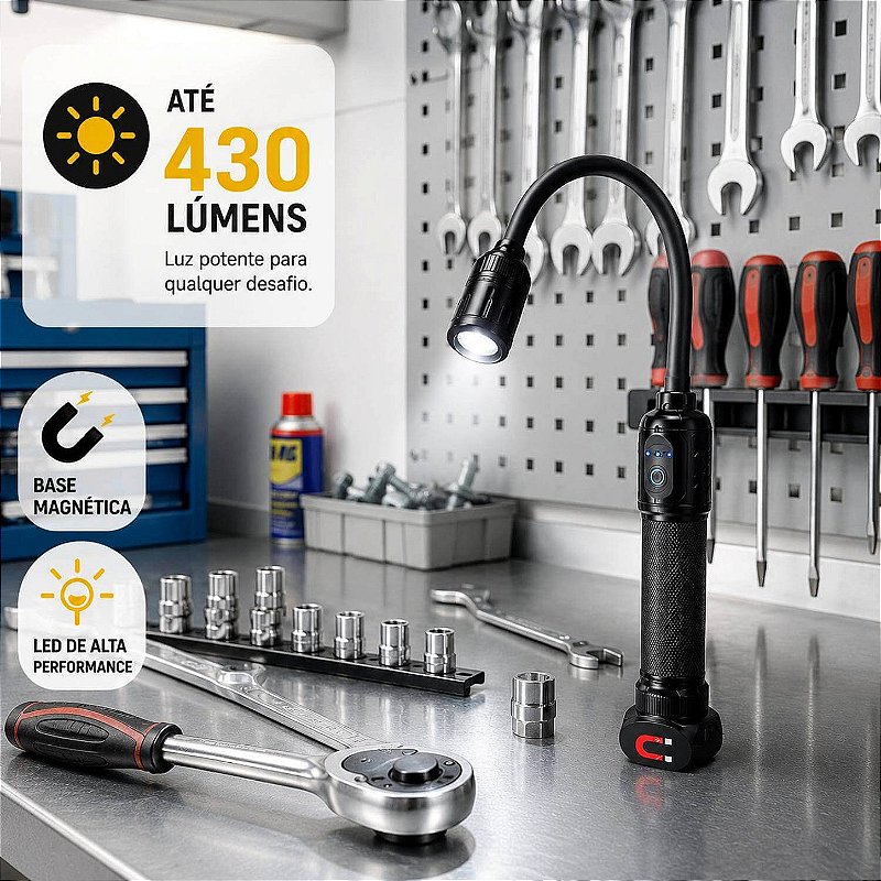 Lanterna Flexível com Base Magnética