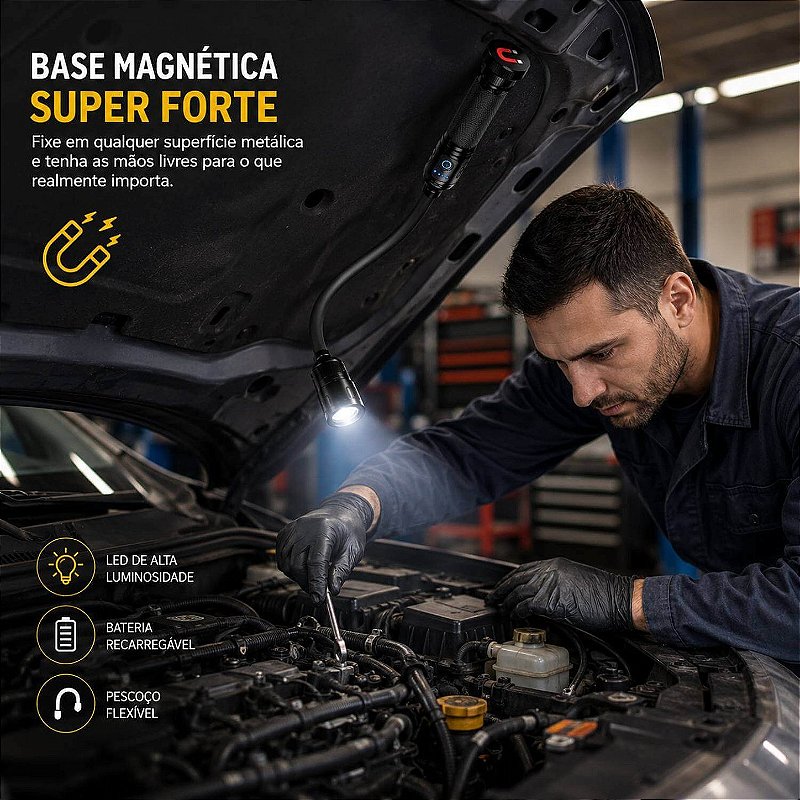 Lanterna Flexível com Base Magnética