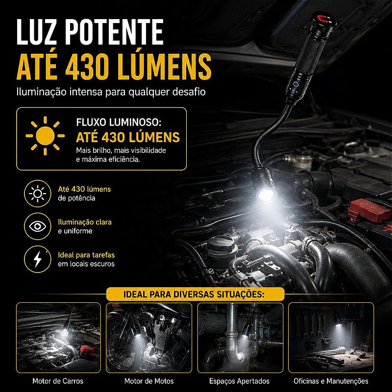 Lanterna Flexível com Base Magnética