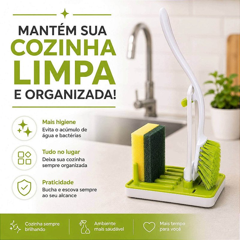 Conjunto Organizador de Pia com Suporte para Esponja Escova
