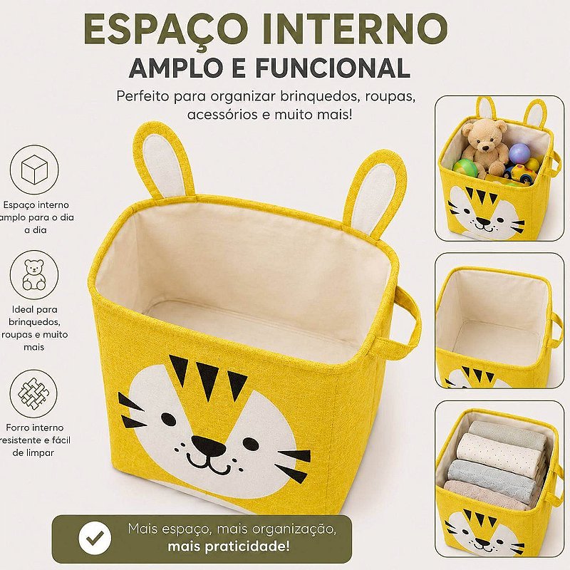 Cesto Organizador Infantil Dobrável para Brinquedos e Roupas [Amarelo]