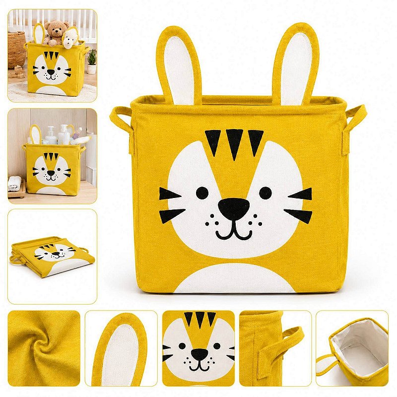 Cesto Organizador Infantil Dobrável para Brinquedos e Roupas [Amarelo]