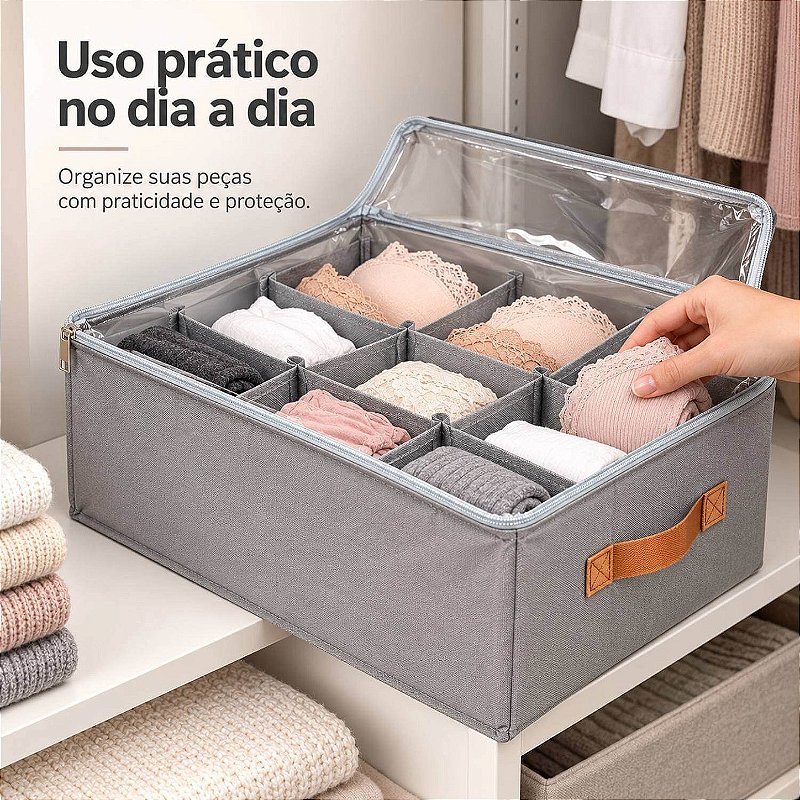 Organizador Colmeia Caixa com Tampa Transparente