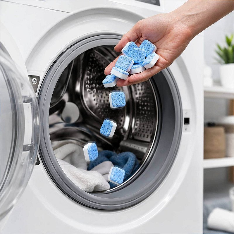 Kit 12 Pastilhas para Limpeza Higienizar Máquina de Lavar