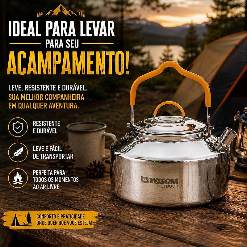 Chaleira em Inox Camping Pesca