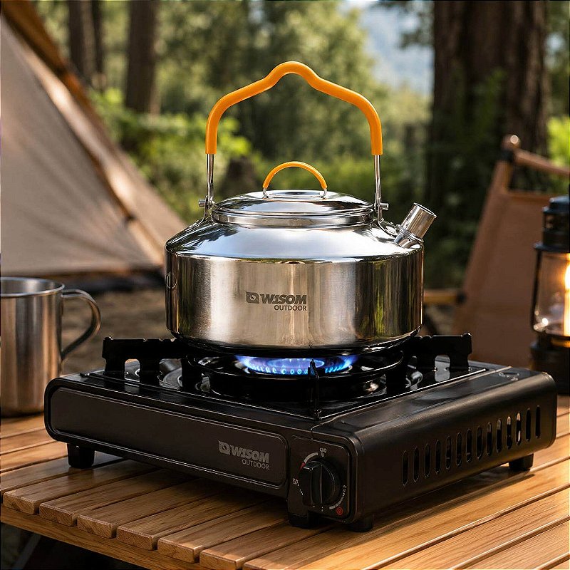 Chaleira em Inox Camping Pesca