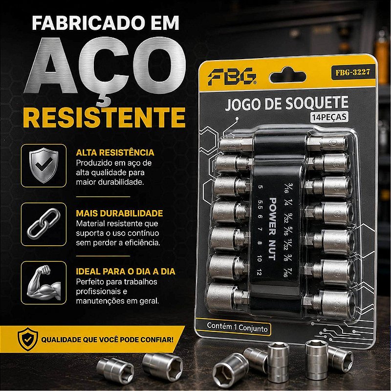 Jogo de Soquetes para Furadeira e Parafusadeira [14 Peças]
