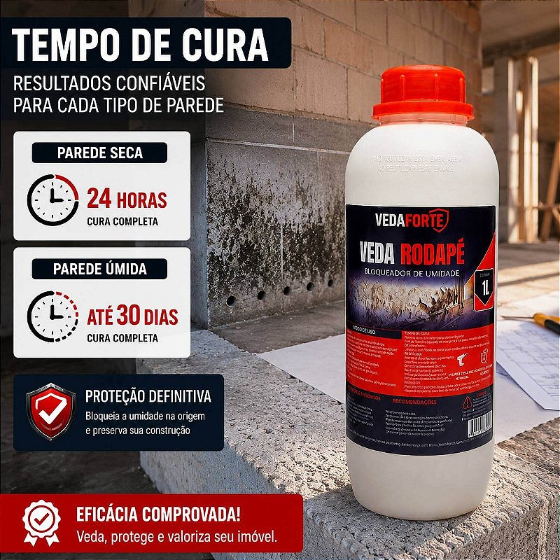 Veda Rodapé Impermeabilizante Bloqueador de Umidade 1L + Seringa 10ml
