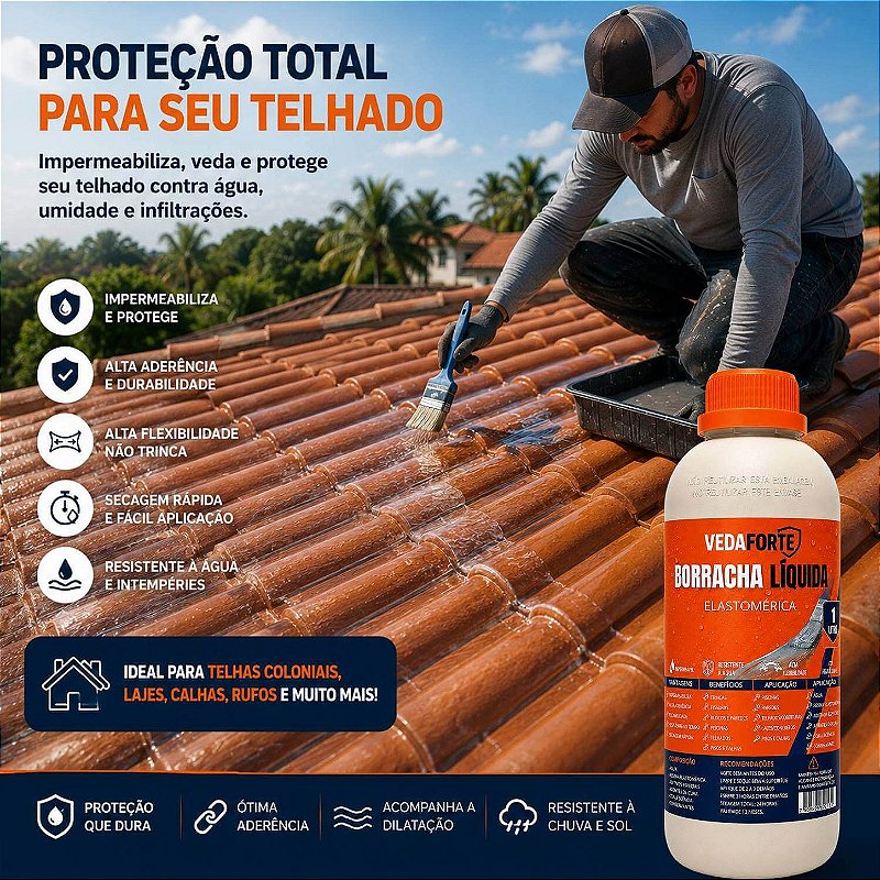 Borracha Líquida Veda Forte Impermeabilizante Alta Flexibilidade [1 Litro]