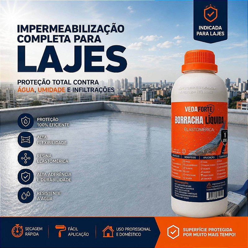 Borracha Líquida Veda Forte Impermeabilizante Alta Flexibilidade [1 Litro]
