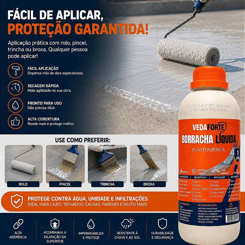 Borracha Líquida Veda Forte Impermeabilizante Alta Flexibilidade [1 Litro]