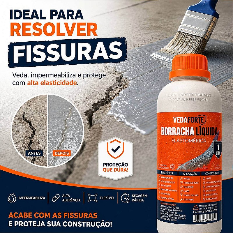 Borracha Líquida Veda Forte Impermeabilizante Alta Flexibilidade [1 Litro]