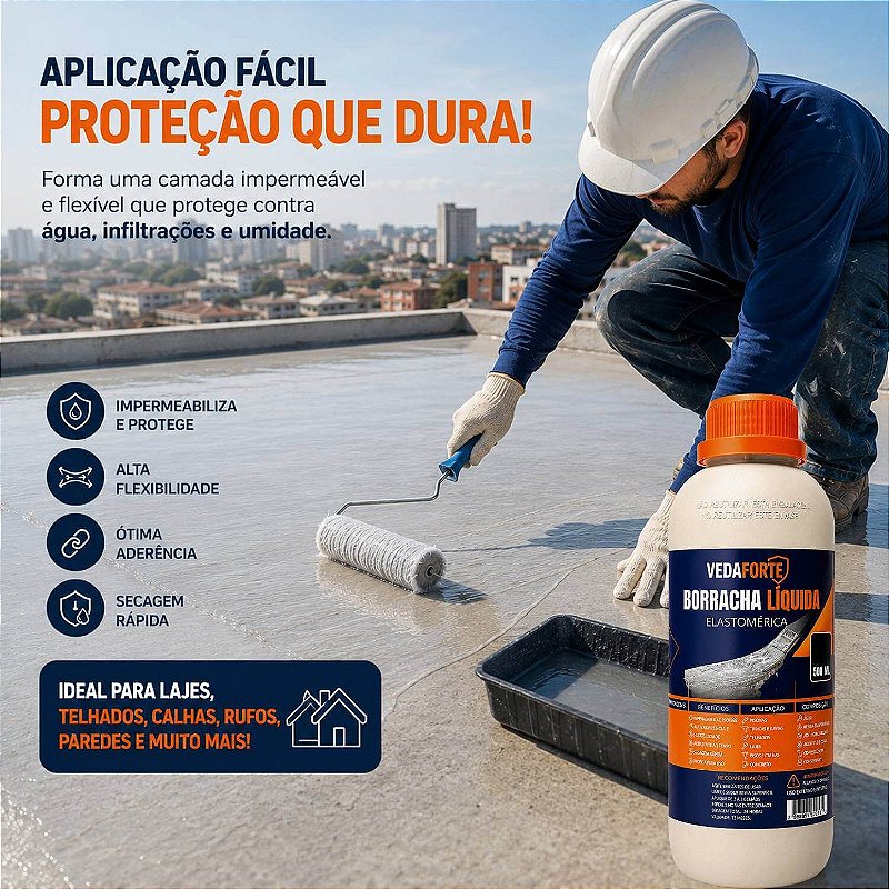 Borracha Líquida Veda Forte Impermeabilizante Alta Flexibilidade [500ml]