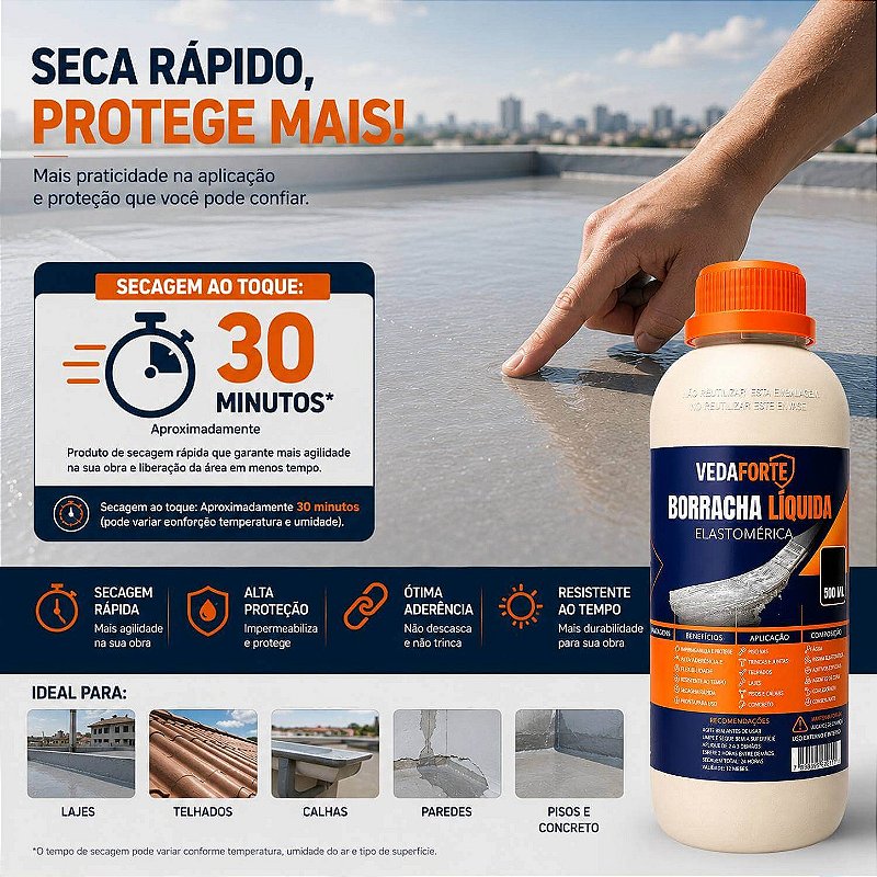 Borracha Líquida Veda Forte Impermeabilizante Alta Flexibilidade [500ml]