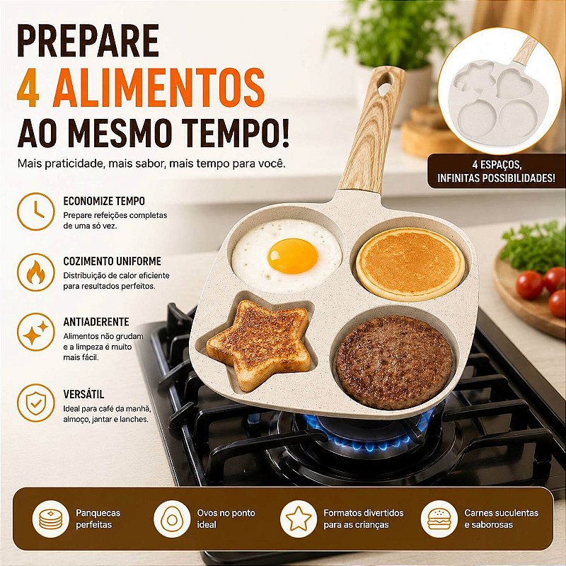 Frigideira Antiaderente Estrela Ovo Coração [4 em 1]