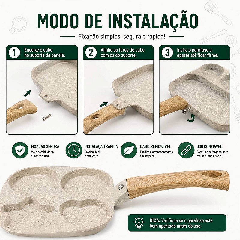Frigideira Antiaderente Estrela Ovo Coração [4 em 1]