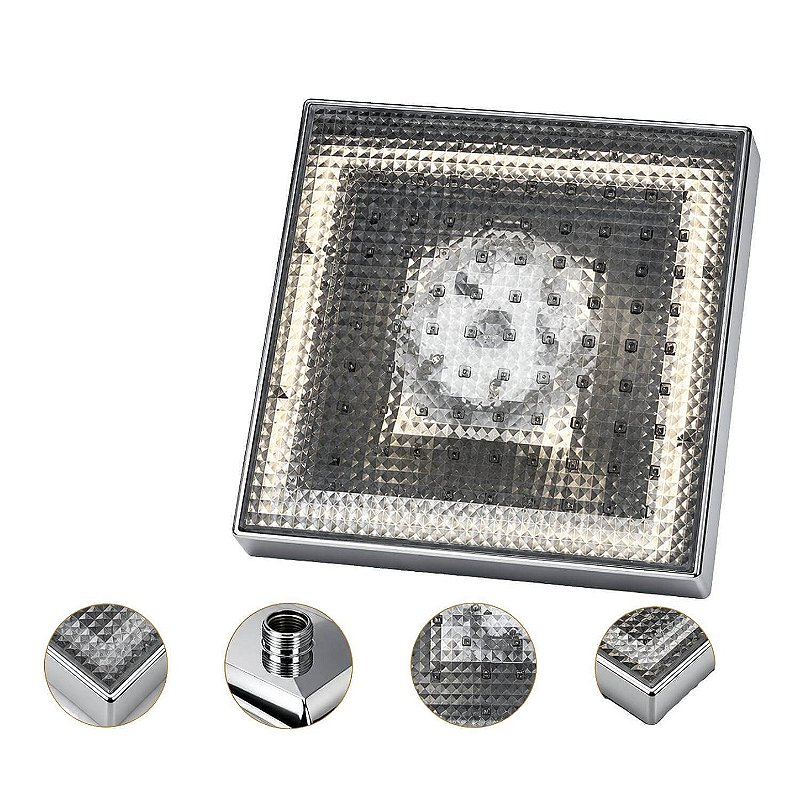 Chuveiro Ducha Quadrada com Led Colorido