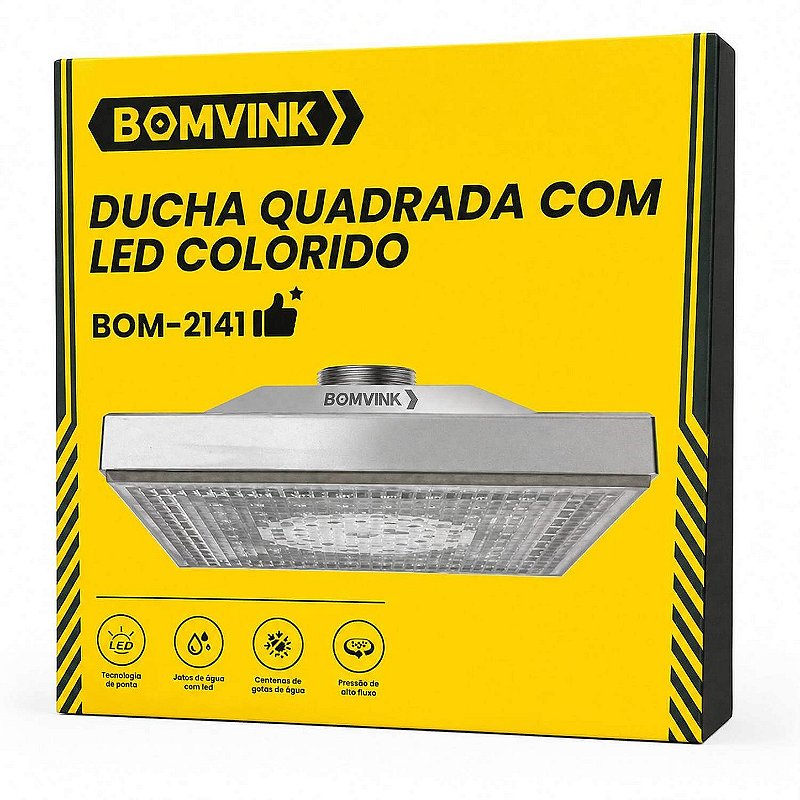 Chuveiro Ducha Quadrada com Led Colorido