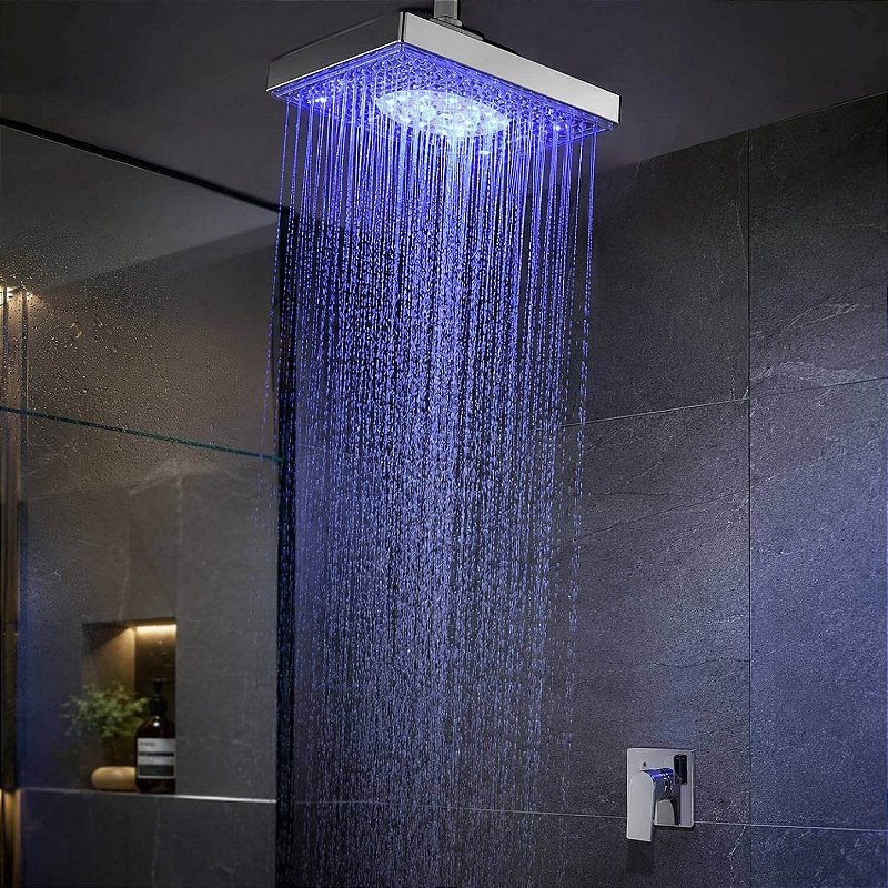 Chuveiro Ducha Quadrada com Led Colorido