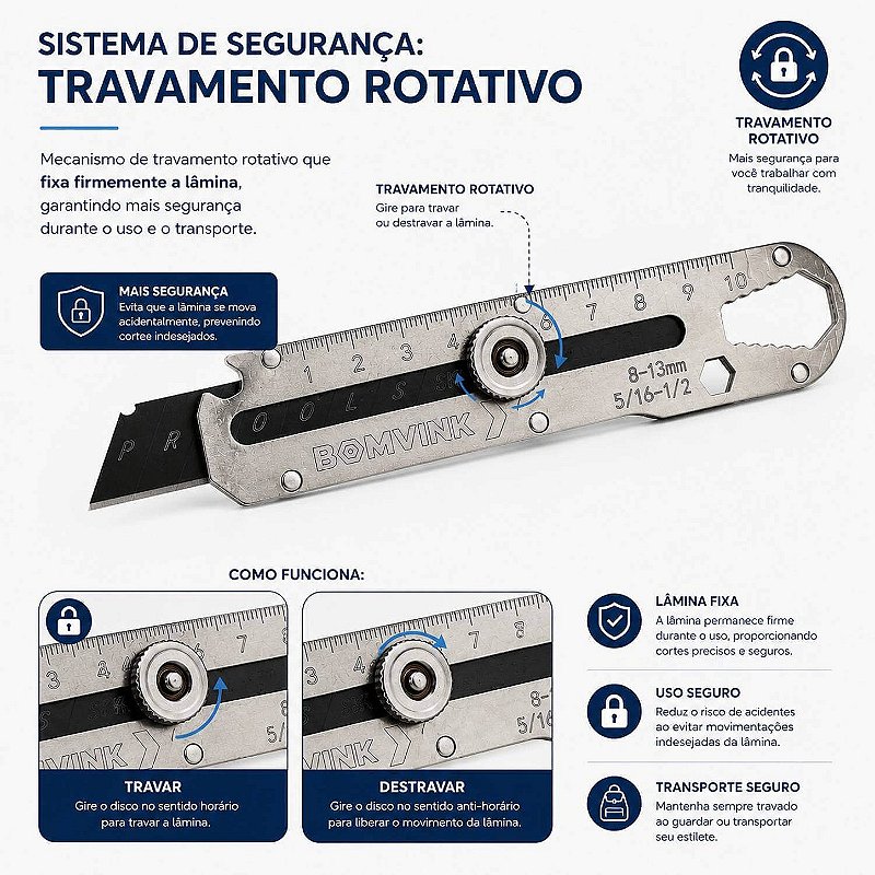 Estilete Multifuncional em Aço Inox