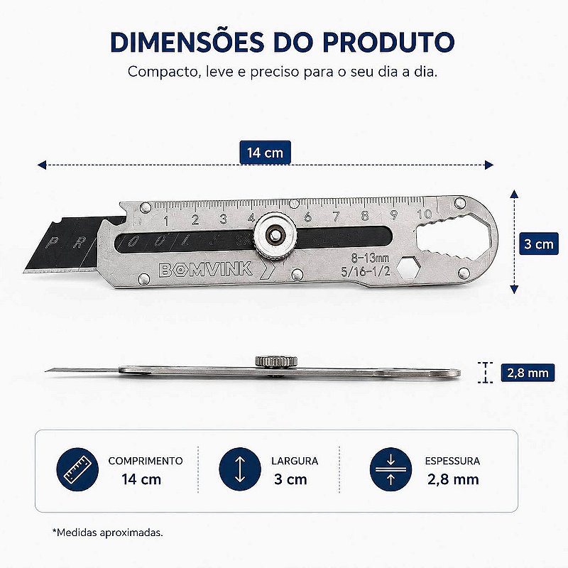 Estilete Multifuncional em Aço Inox