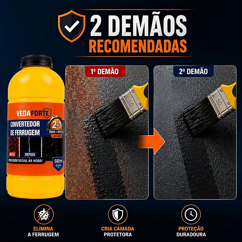Convertedor de Ferrugem 2 em 1 Ação Dupla Trata e Protege [500ml]