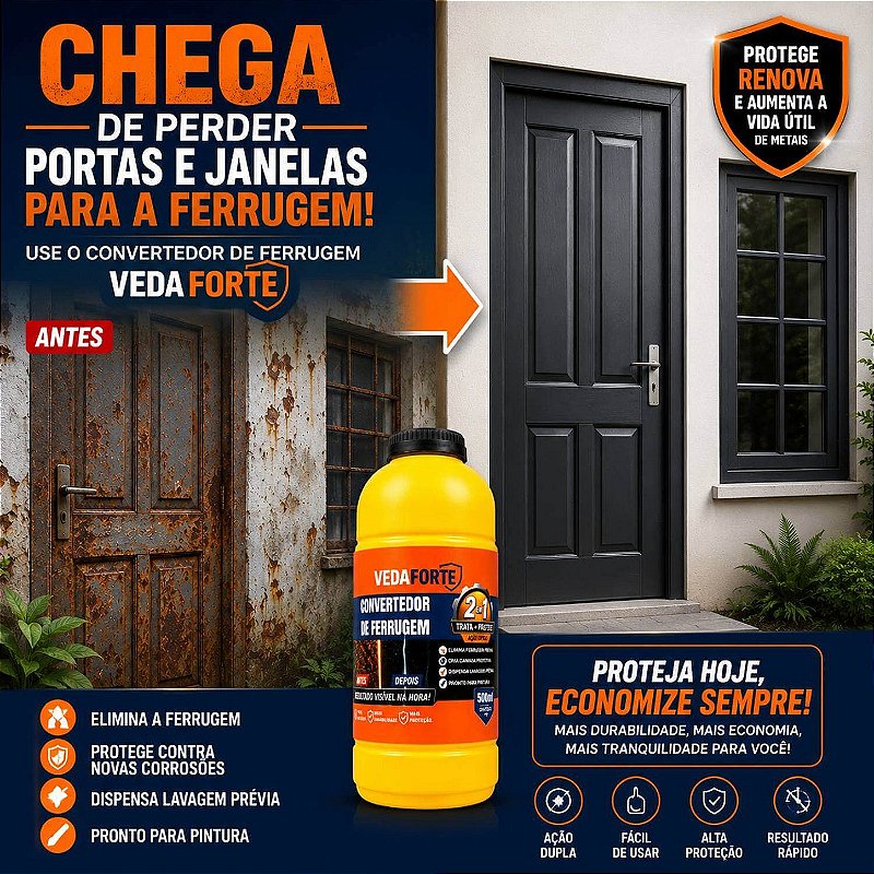 Convertedor de Ferrugem 2 em 1 Ação Dupla Trata e Protege [500ml]