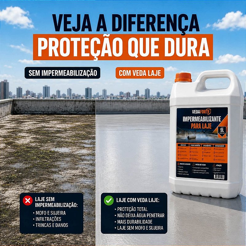 Impermeabilizante para Laje Contra Infiltração Veda Forte Rende [5 Litros]