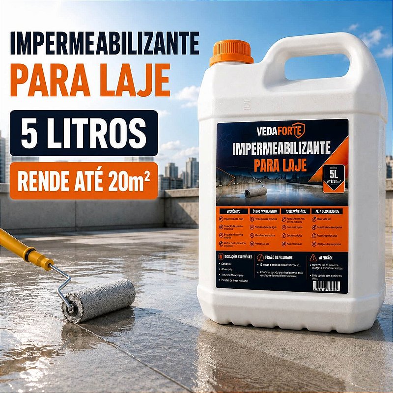 Impermeabilizante para Laje Contra Infiltração Veda Forte Rende [5 Litros]