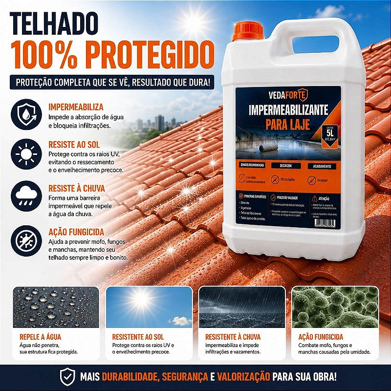 Impermeabilizante para Laje Contra Infiltração Veda Forte Rende [5 Litros]