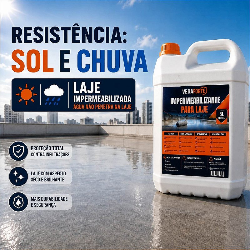 Impermeabilizante para Laje Contra Infiltração Veda Forte Rende [5 Litros]