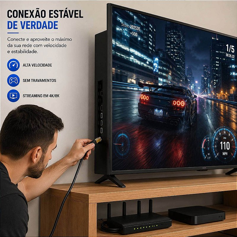 Cabo de Rede Cat8 Blindado Lan Gigabit Ethernet [3 Metros]