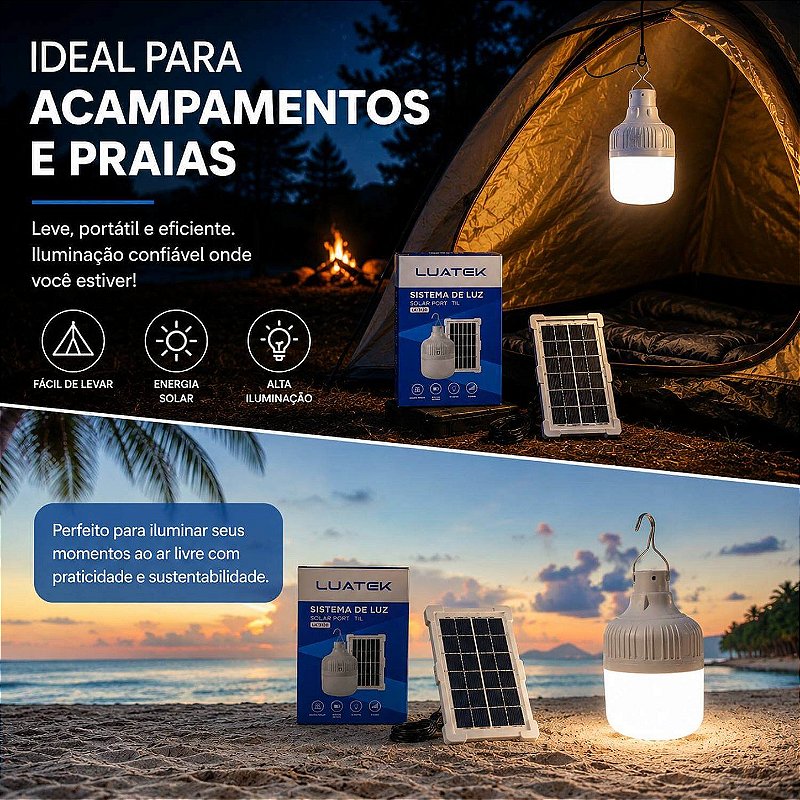 Sistema de Luz Solar Portátil com Painel Solar