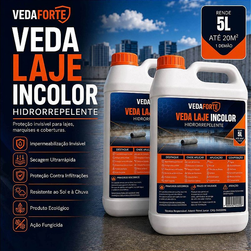 Kit 2 Veda Laje Líquido Incolor Veda Forte [5 Litros]