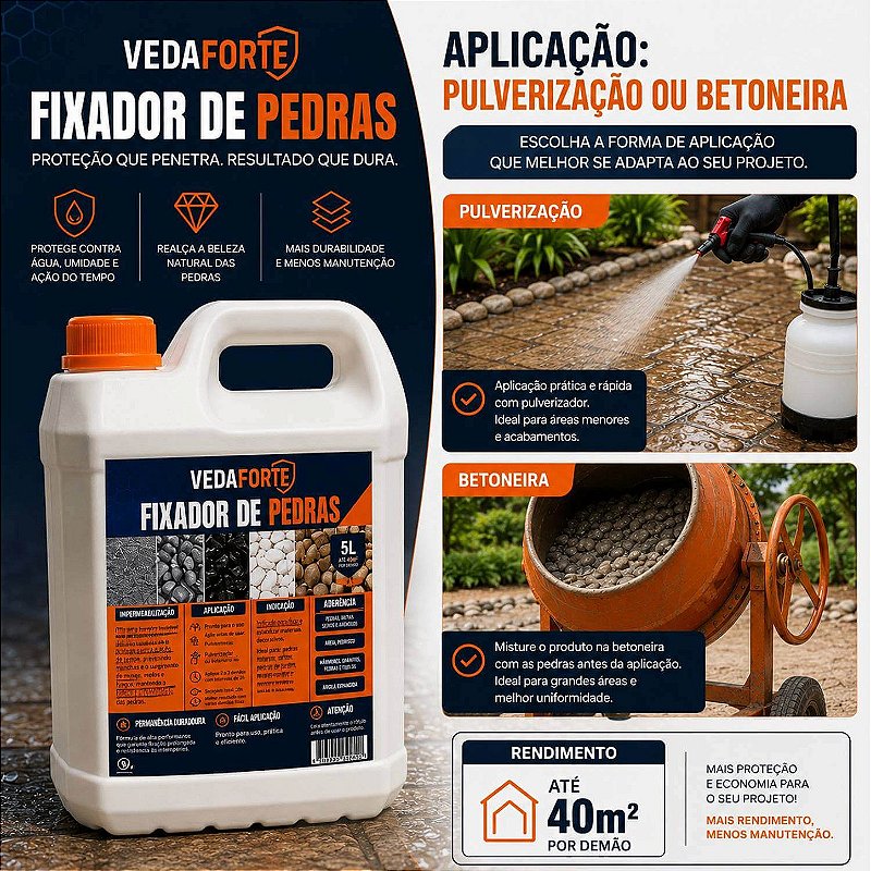Fixador de Pedras Veda Forte Alta Performance Nanotecnologia [5 Litros]