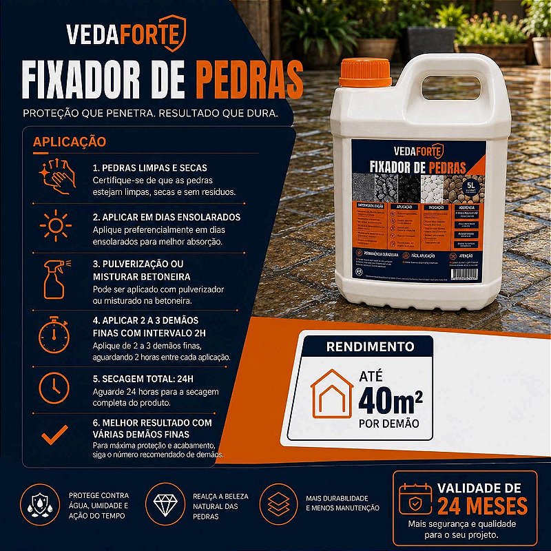 Fixador de Pedras Veda Forte Alta Performance Nanotecnologia [5 Litros]