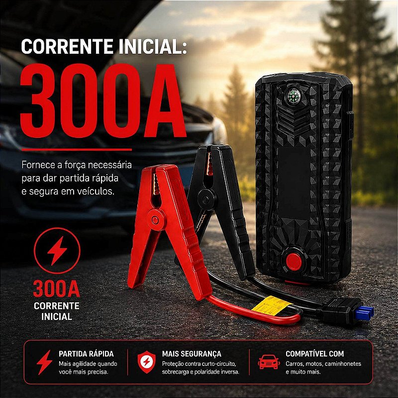 Auxiliar de Partida Veicular com Lanterna 12000mAh 12V