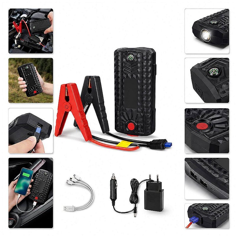 Auxiliar de Partida Veicular com Lanterna 12000mAh 12V