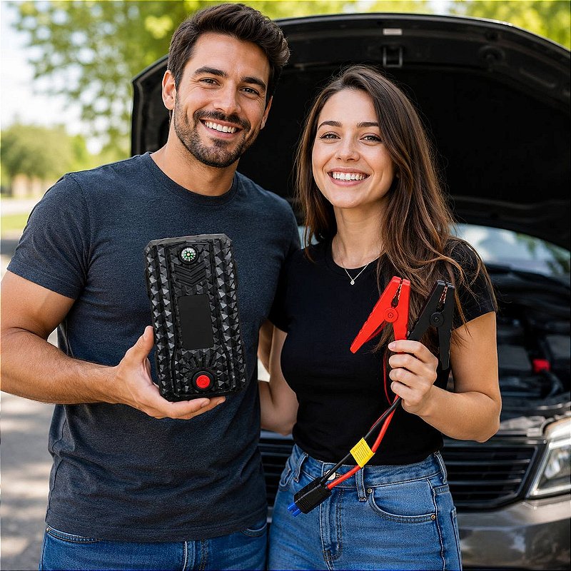 Auxiliar de Partida Veicular com Lanterna 12000mAh 12V