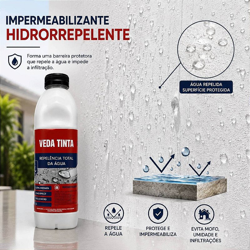 Veda Tinta Impermeabilizante Hidrorrepelente Veda Forte [1 Litro]
