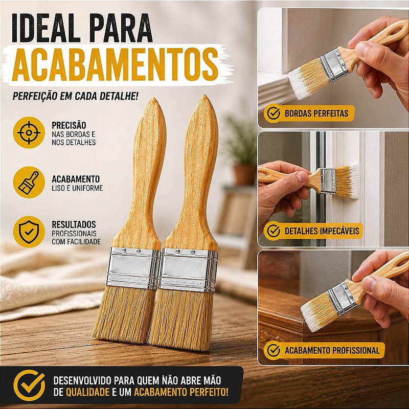 Kit 2 Pincéis Trincha Pincel para Pintura