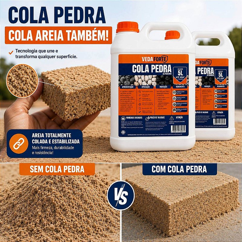 Kit 2 Cola Pedra Fixador de Pedras para Jardim Veda Forte [5 Litros]