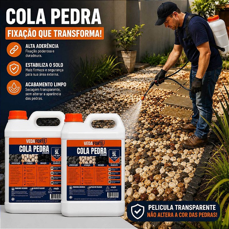 Kit 2 Cola Pedra Fixador de Pedras para Jardim Veda Forte [5 Litros]